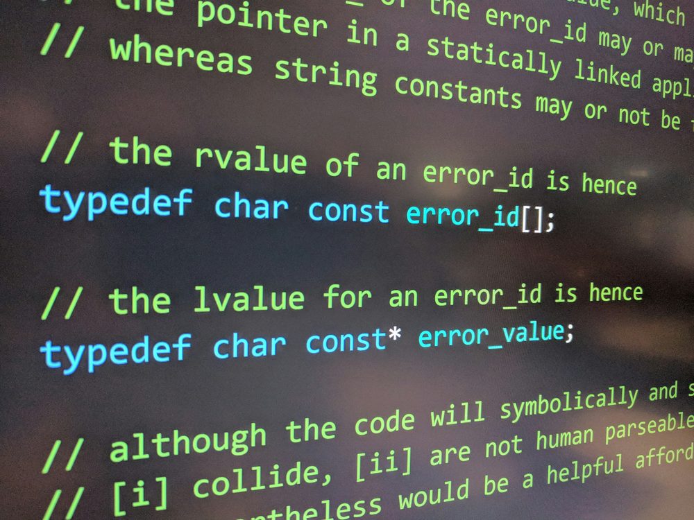 Source code with comments on a screen